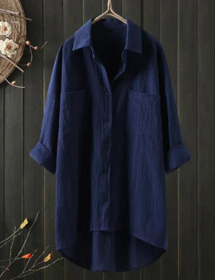 White Shirt Dress with a Full-Length Button Placket