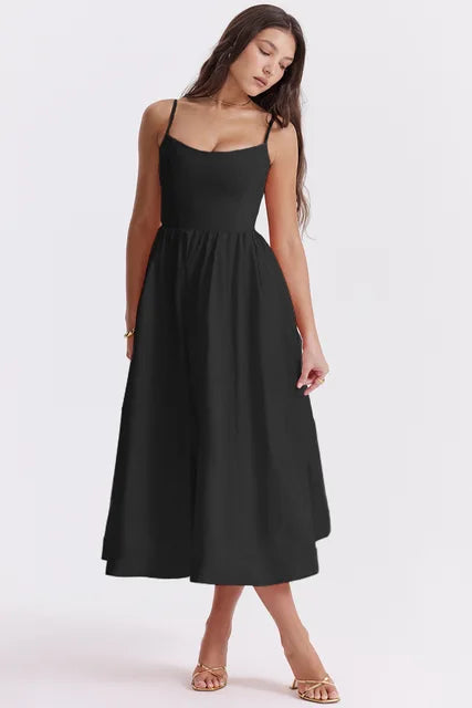 Emilia Knee-Length Evening Dress with Short Sleeves