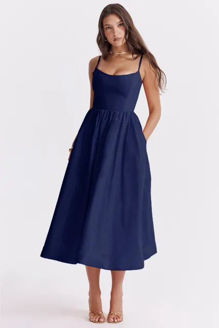 Emilia Knee-Length Evening Dress with Short Sleeves