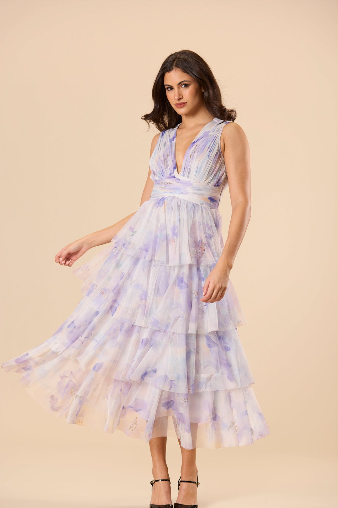 Astrid Tulle Midi Dress in Amethyst Floral for Women - gallery