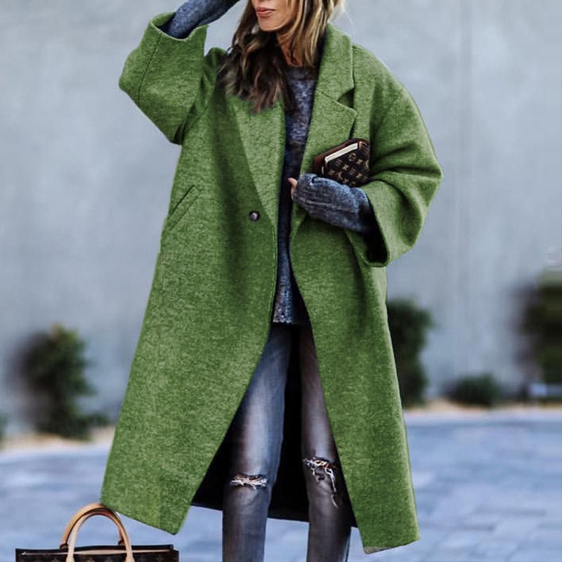Structured Lapel Coat in a Heavy Wool Blend Fabric