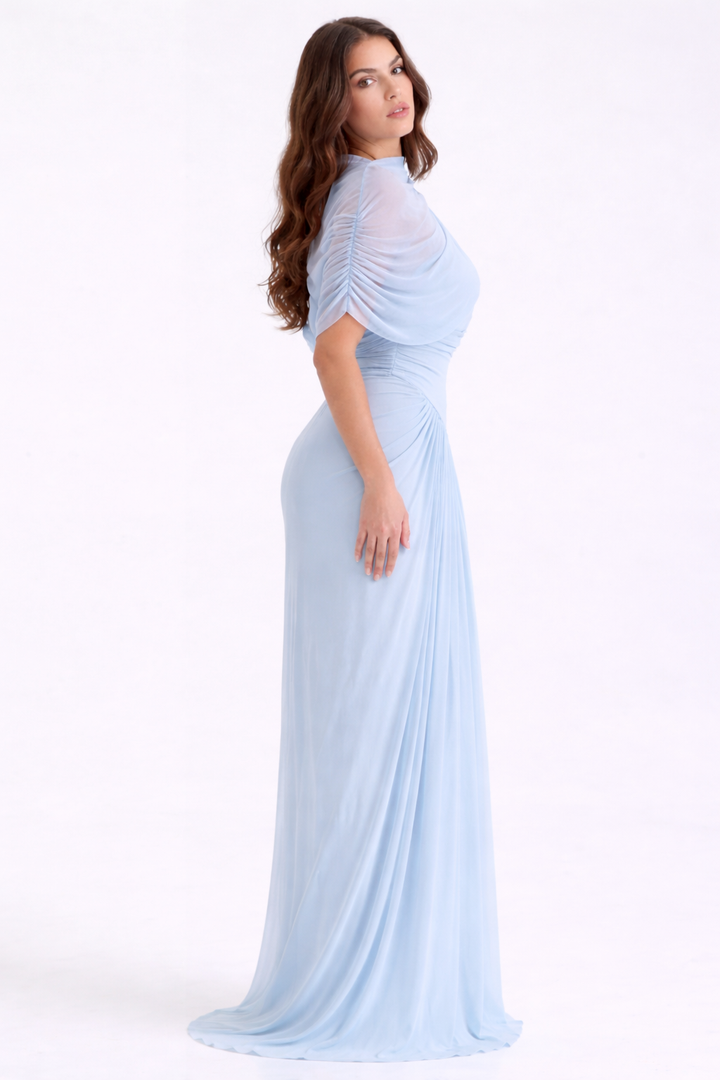 Aveline Draped Mesh Maxi Dress – Bodycon Evening Gown, Elegant Wedding G... — gallery