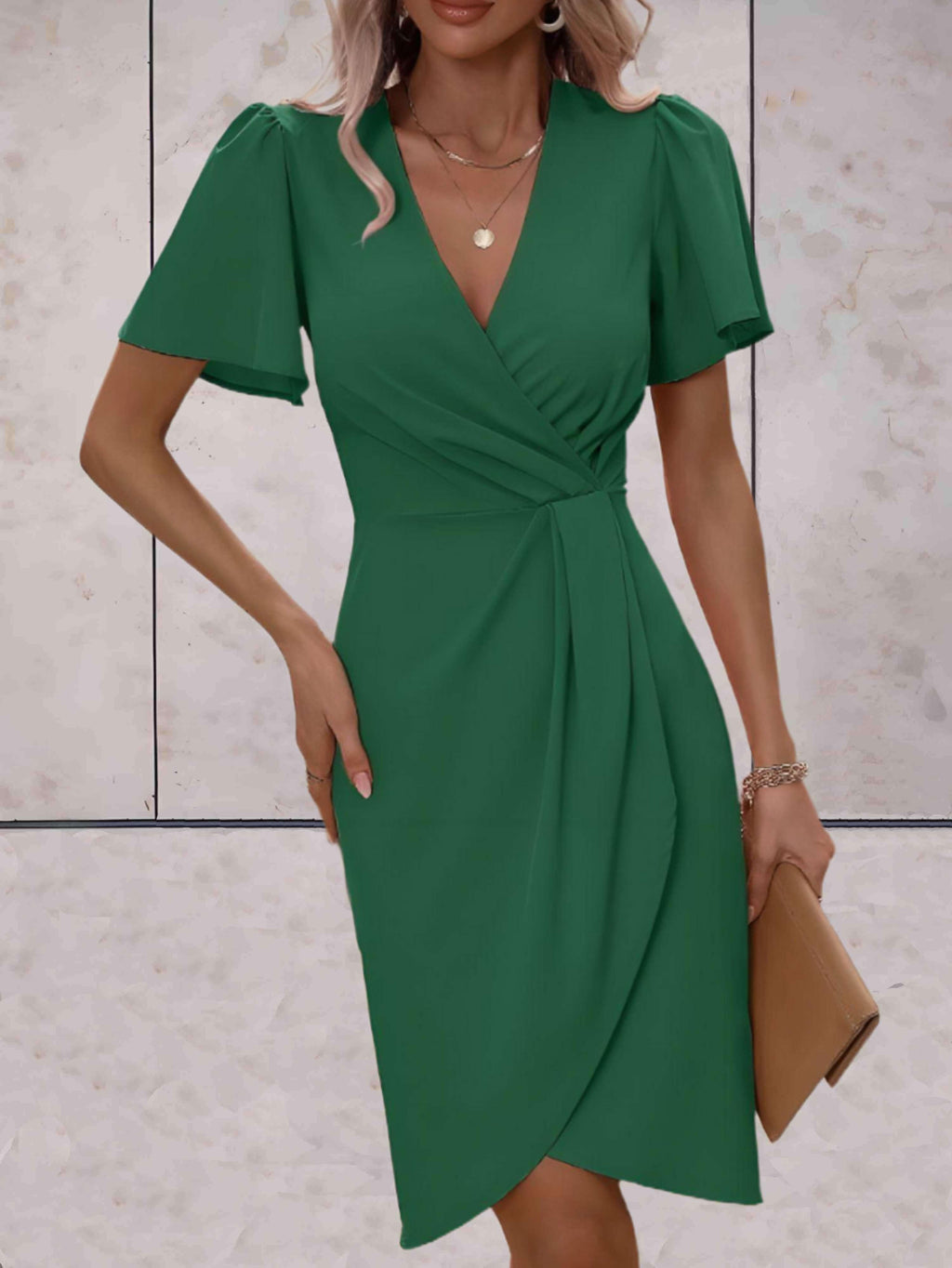 Stylish Short Sleeve Wrap Dress