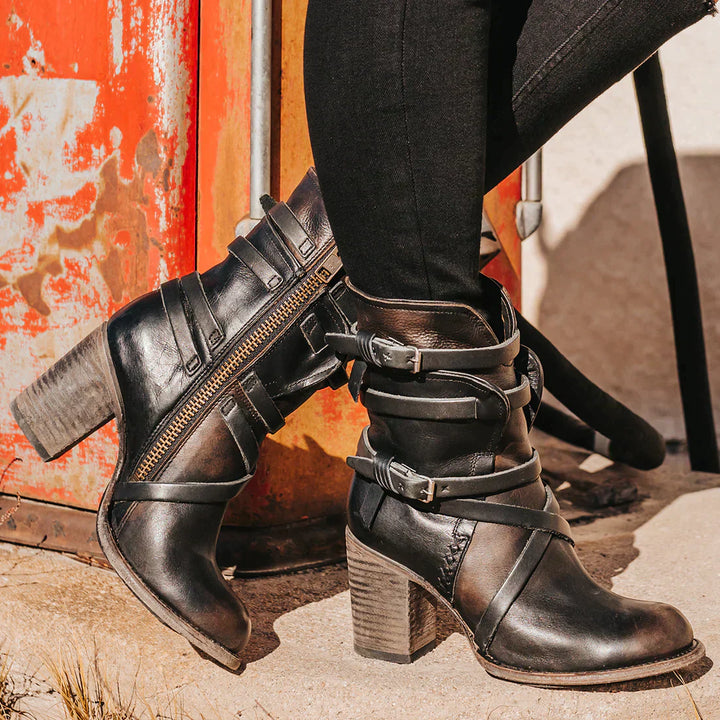 Retro-Style Block-Heel Suede Ankle Boots for Women