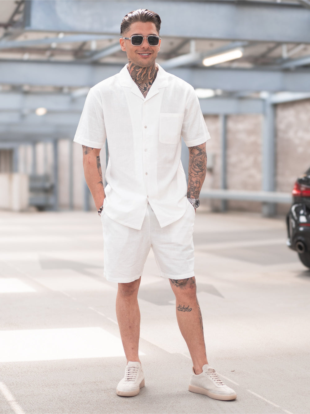 Beau White Linen Resort Shirt with Camp Collar - gallery
