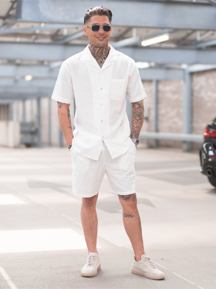 Beau White Linen Resort Shirt with Camp Collar - gallery
