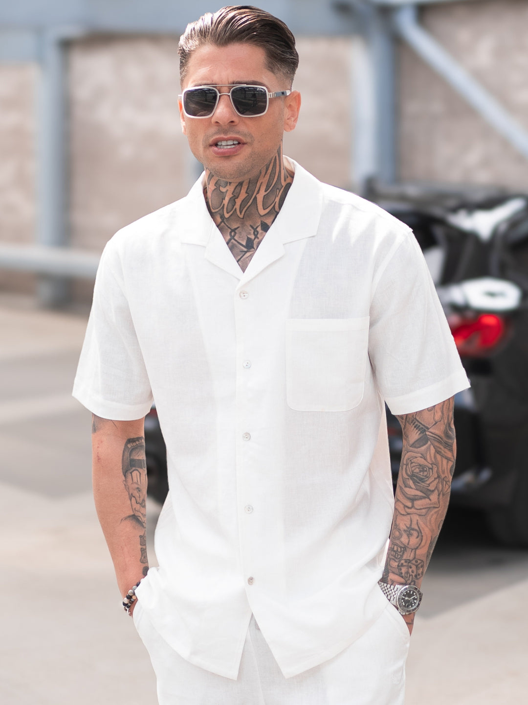 Beau White Linen Resort Shirt with Camp Collar - gallery