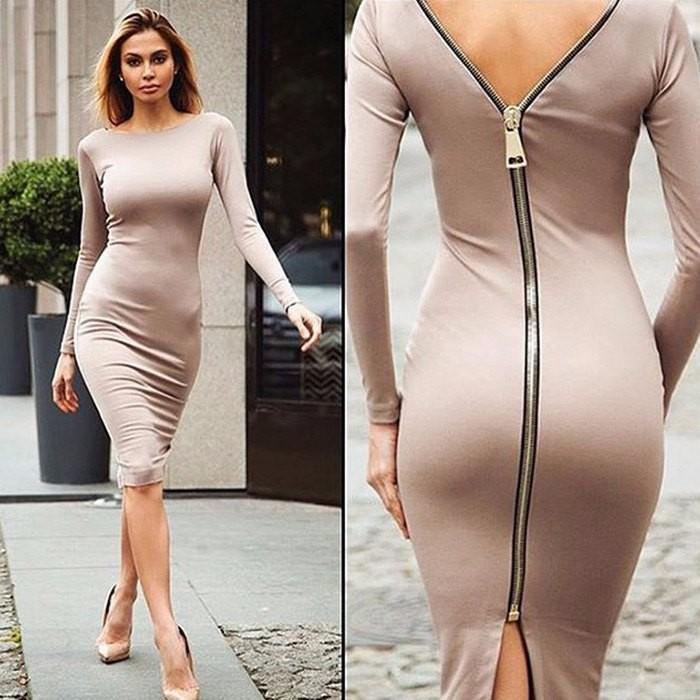 Bernadeth Elegant Bodycon Dress Featuring a Full-Length Back Zipper