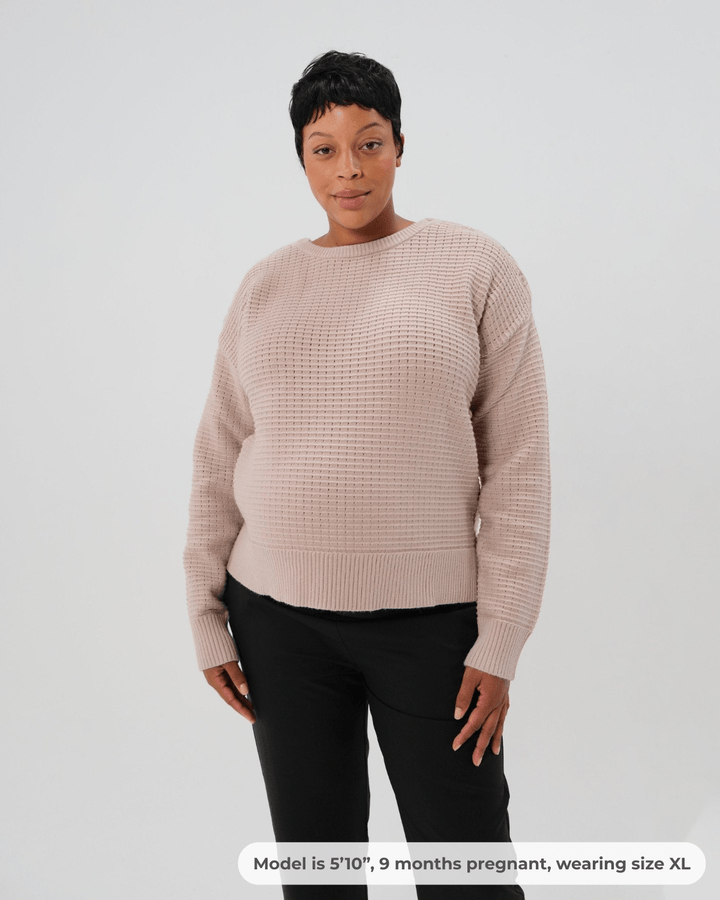 Button-Shoulder Maternity & Nursing Sweater w/Thumbhole Feature — gallery