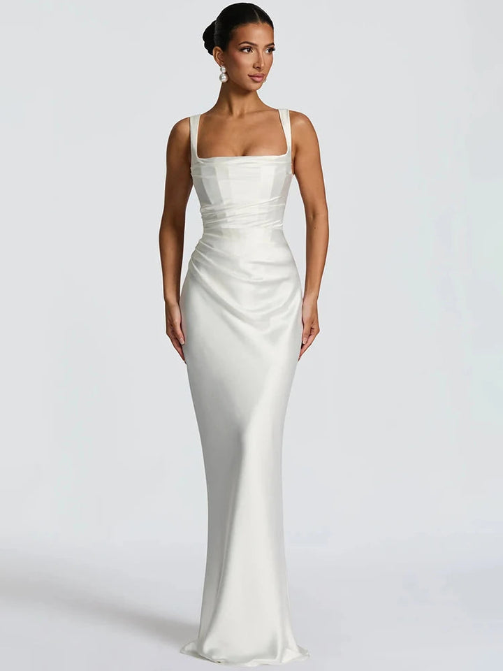 Backless Maxi Dress Halter Satin for Women