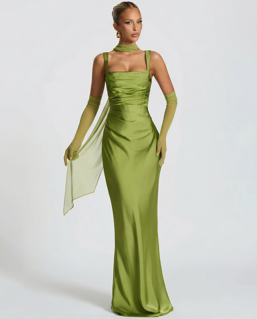 Backless Maxi Dress Halter Satin for Women - gallery