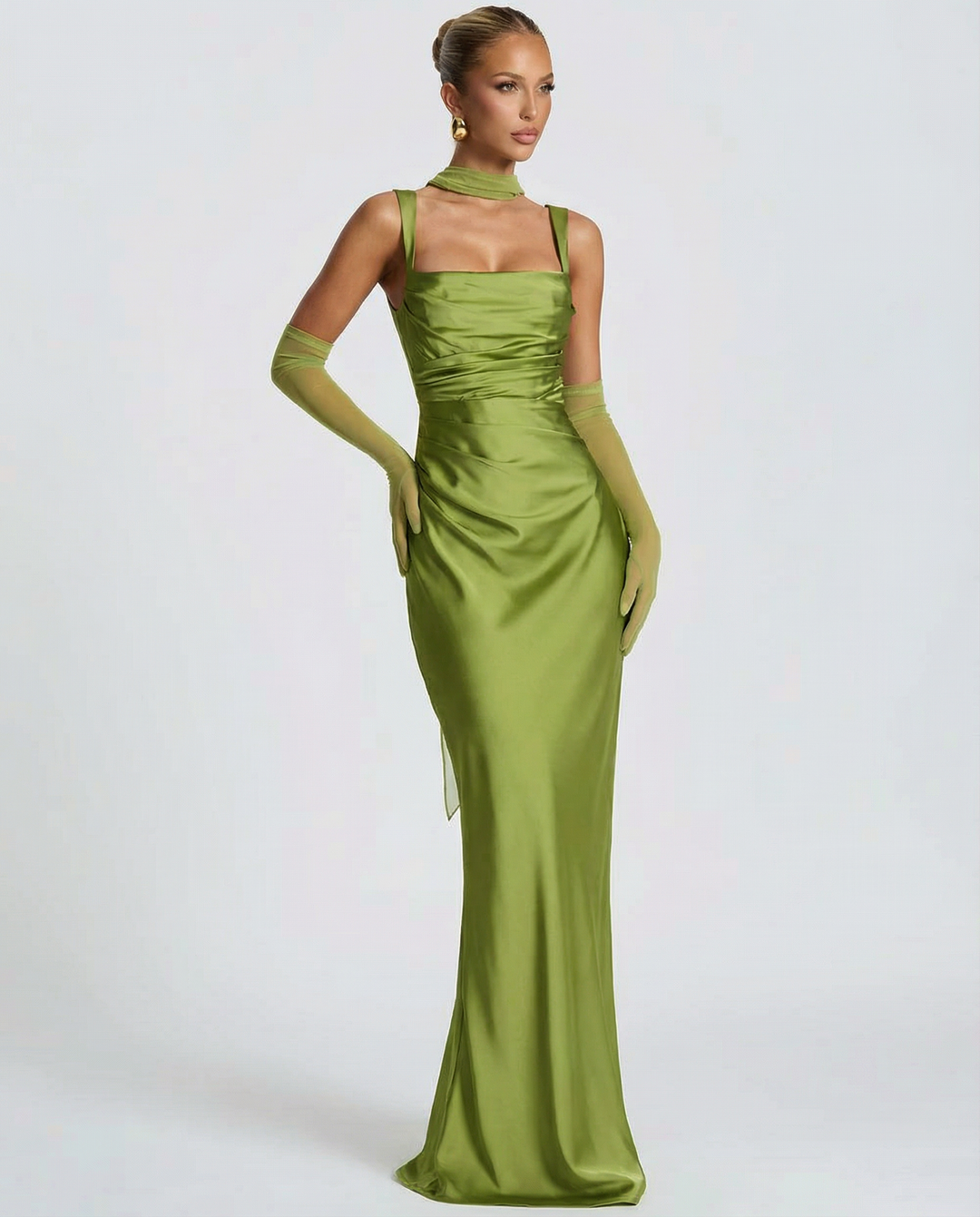 Backless Maxi Dress Halter Satin for Women - gallery