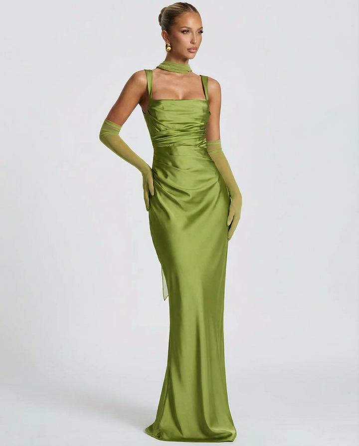 Backless Maxi Dress Halter Satin for Women - gallery