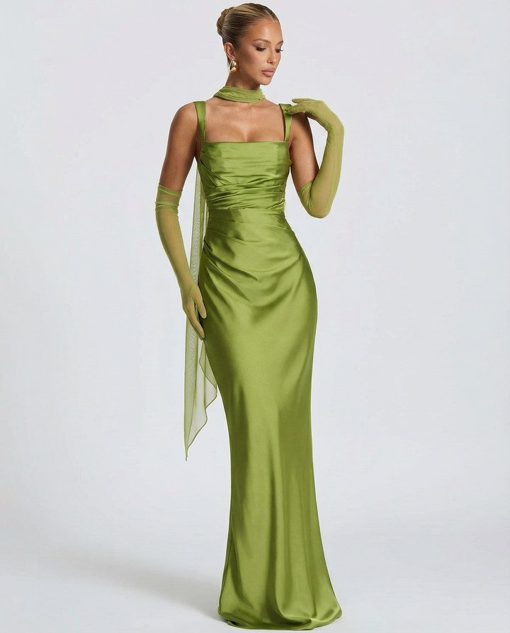 Backless Maxi Dress Halter Satin for Women - gallery