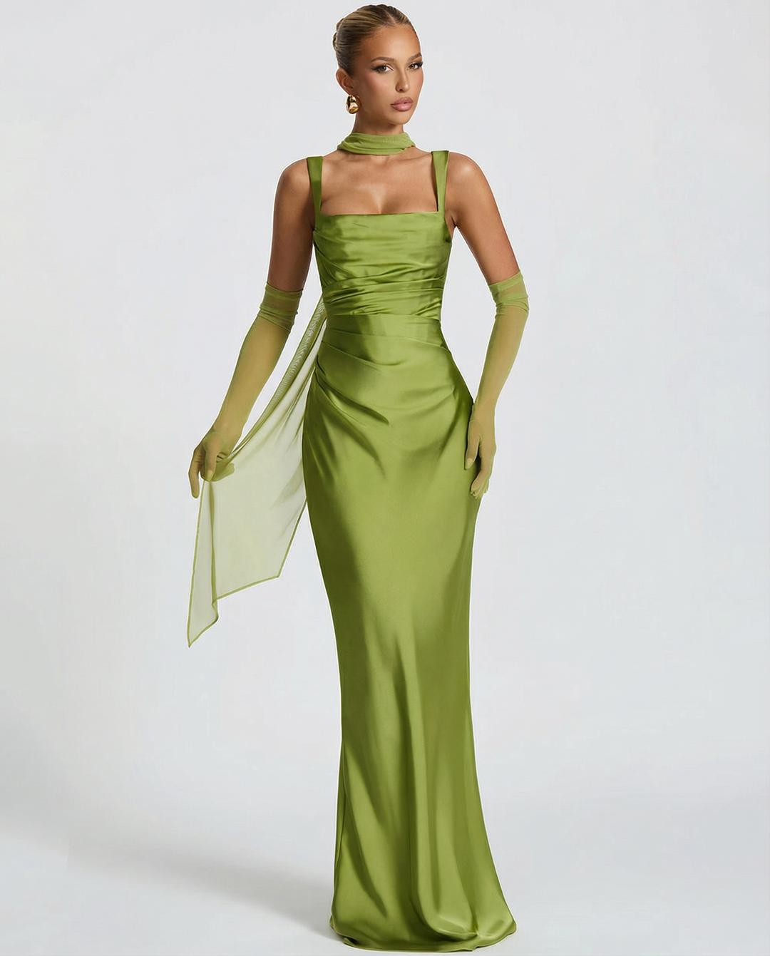 Backless Maxi Dress Halter Satin for Women - gallery