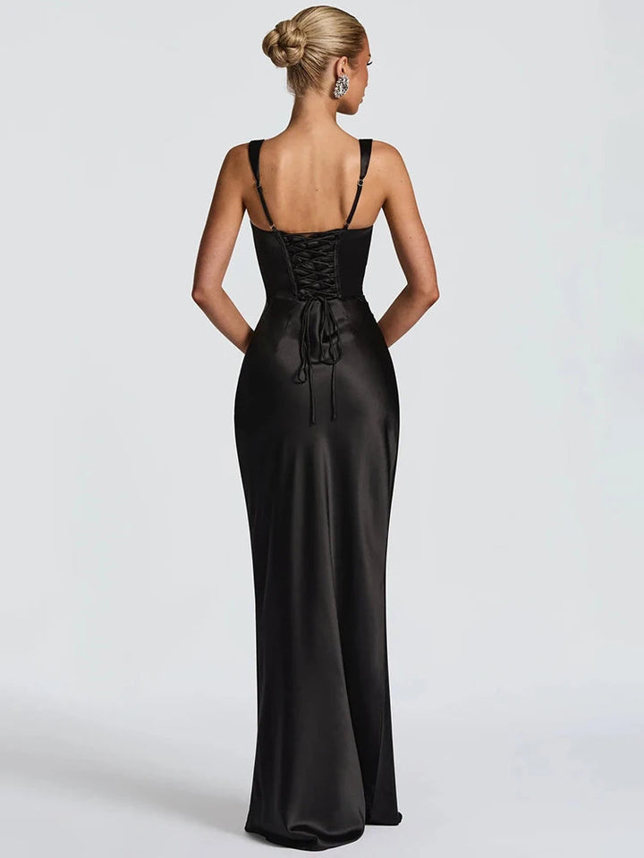 Backless Maxi Dress Halter Satin for Women - gallery
