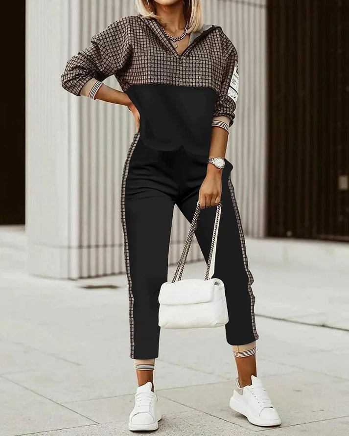 Shiny Zip-Up Tracksuit for Women - Slim Fit Active Set