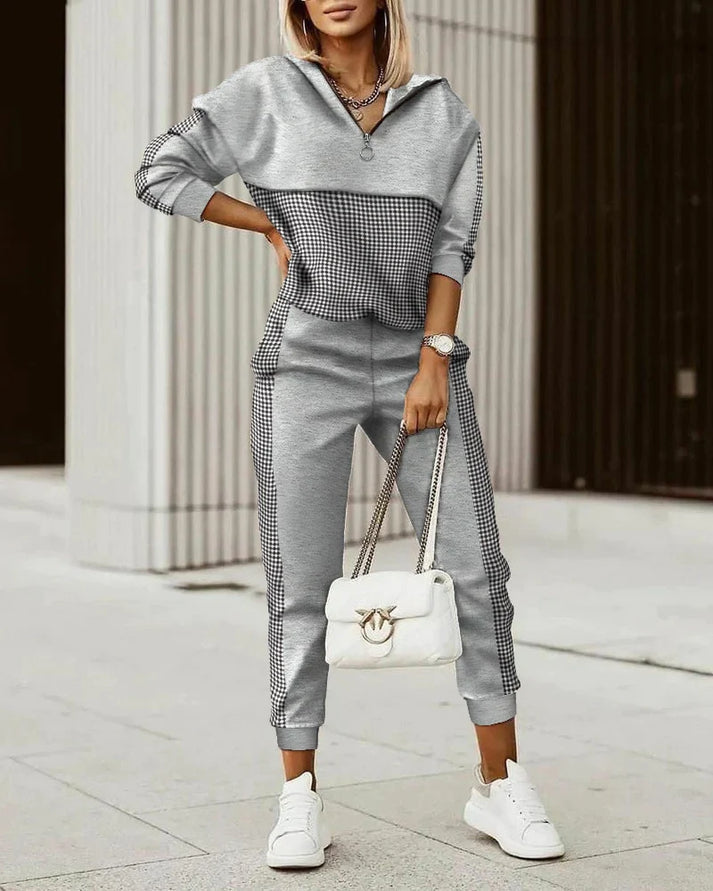 Shiny Zip-Up Tracksuit for Women - Slim Fit Active Set