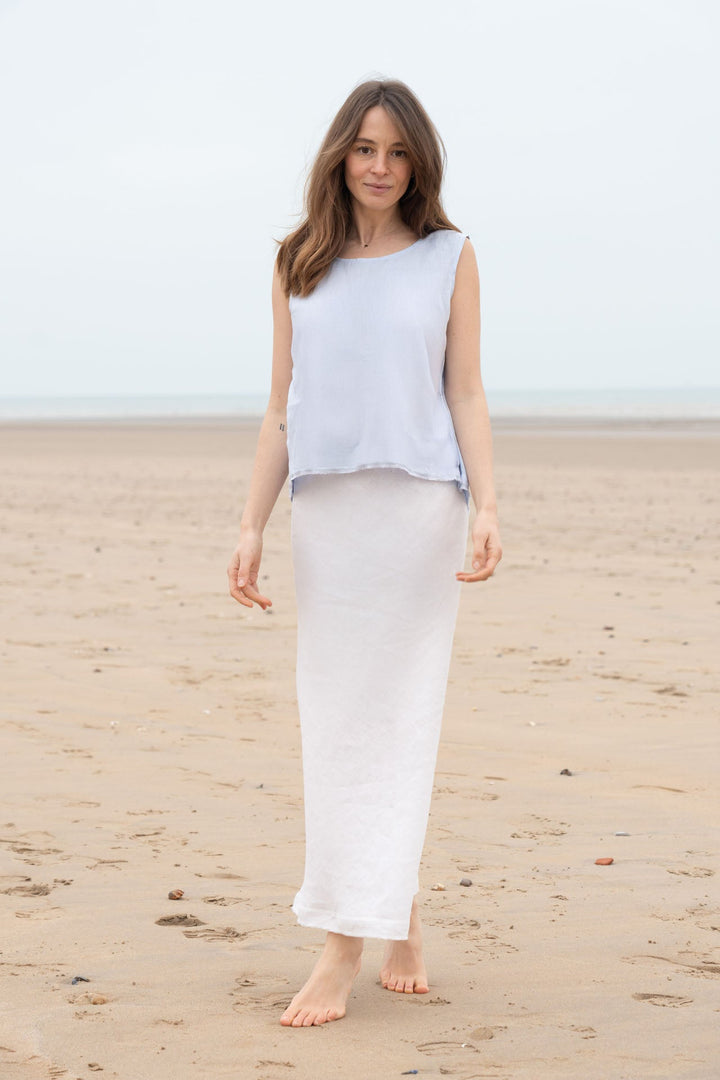 Bettie Linen Skirt for Women - Oyster White