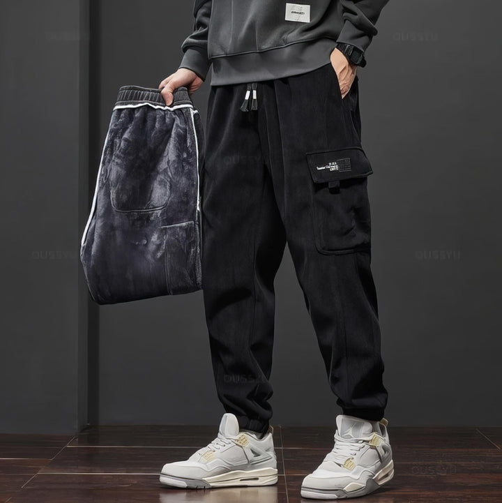 Wide-Leg Corduroy Fleece Trousers in a Relaxed Fit