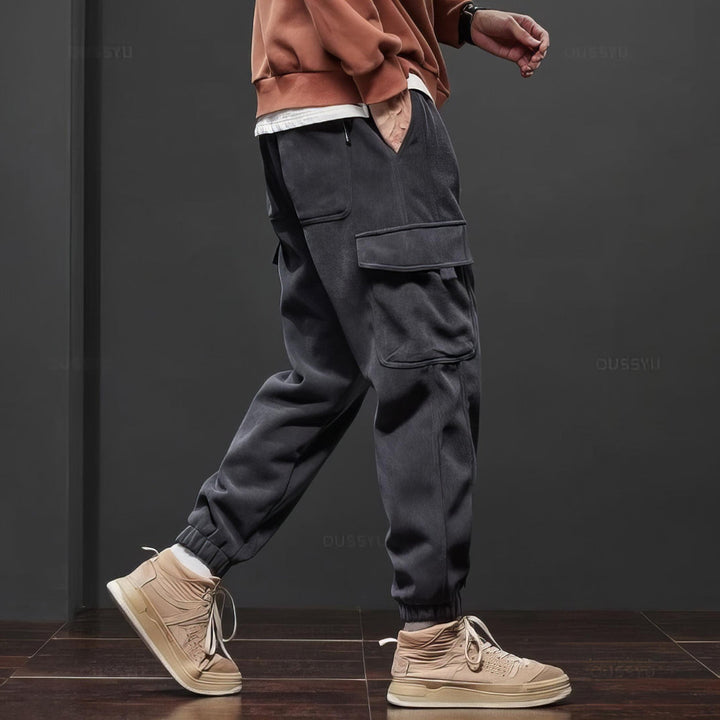 Wide-Leg Corduroy Fleece Trousers in a Relaxed Fit