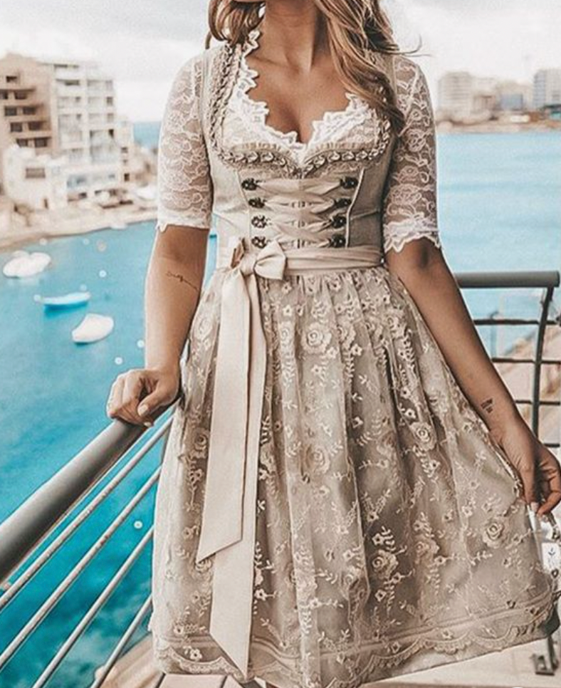 Folk-Inspired Apron Outfit with Contemporary Detailing