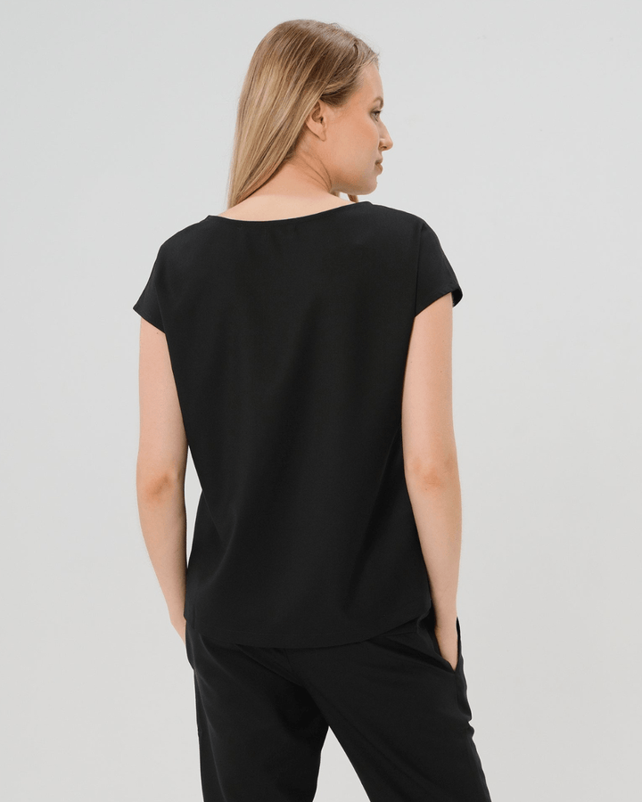 Maternity Shell Top w/ Hidden Nursing Zip in All-Season Wool — gallery