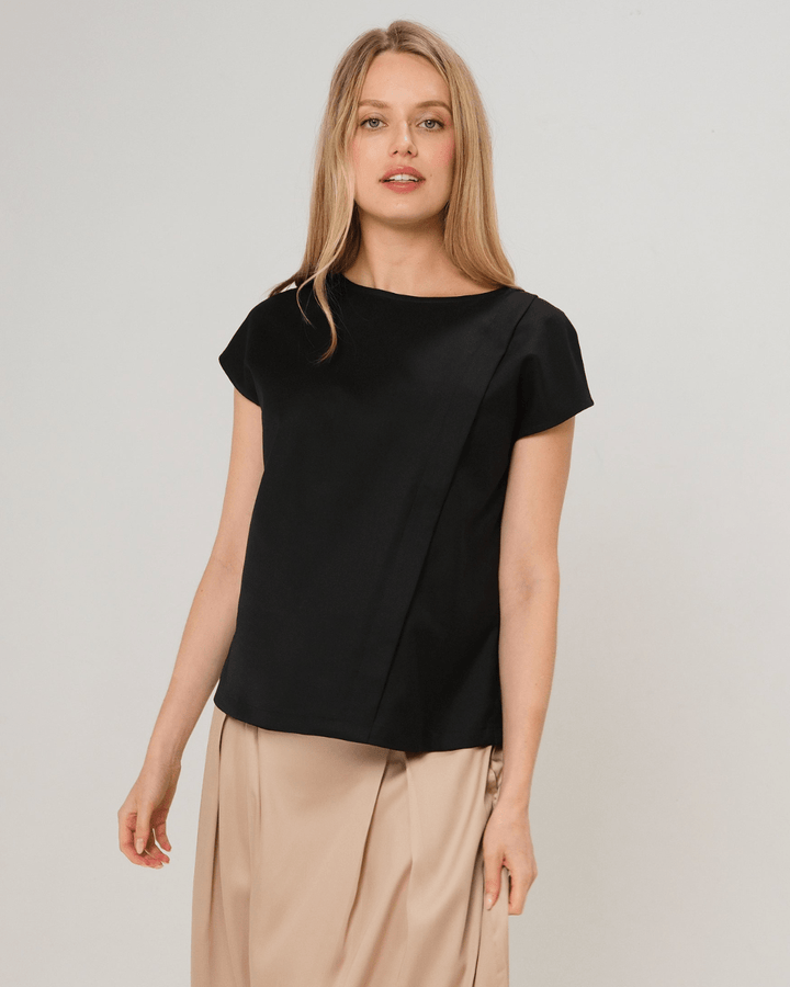 Maternity Shell Top w/ Hidden Nursing Zip in All-Season Wool — gallery
