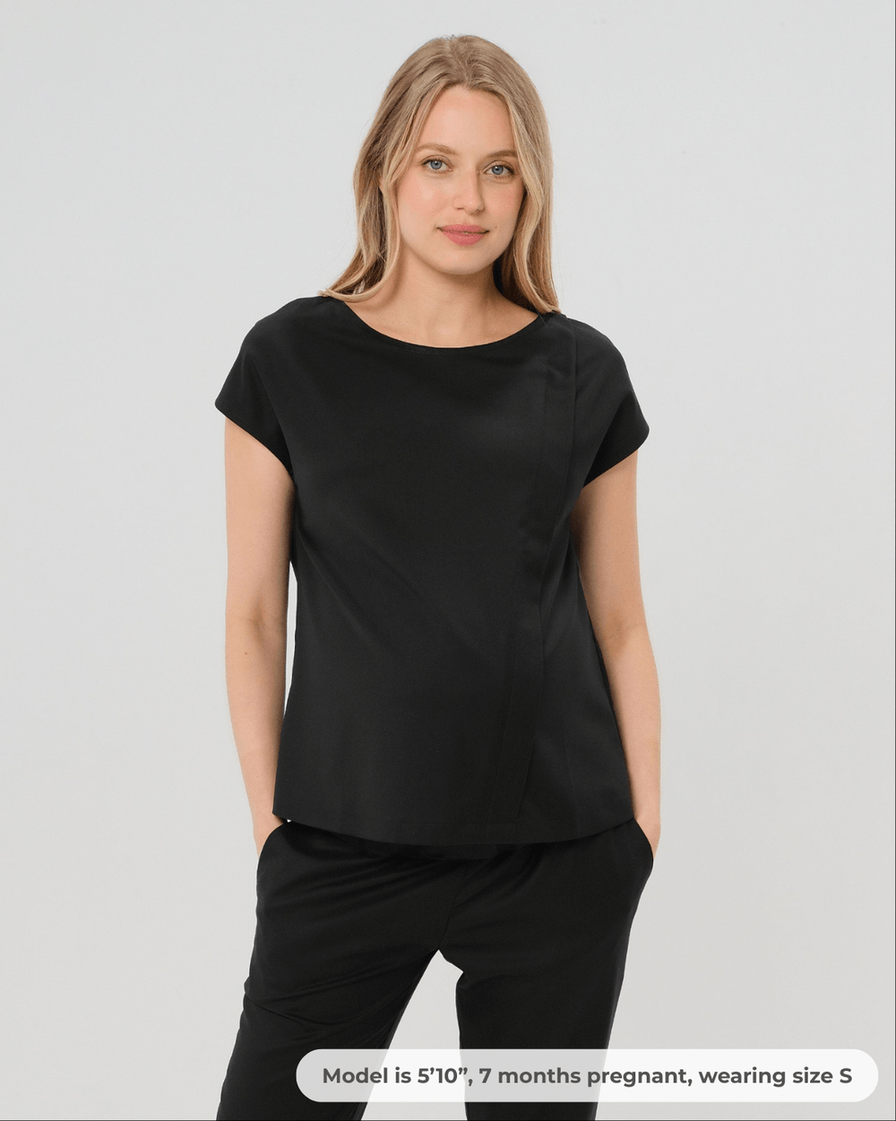 Maternity Shell Top w/ Hidden Nursing Zip in All-Season Wool — gallery