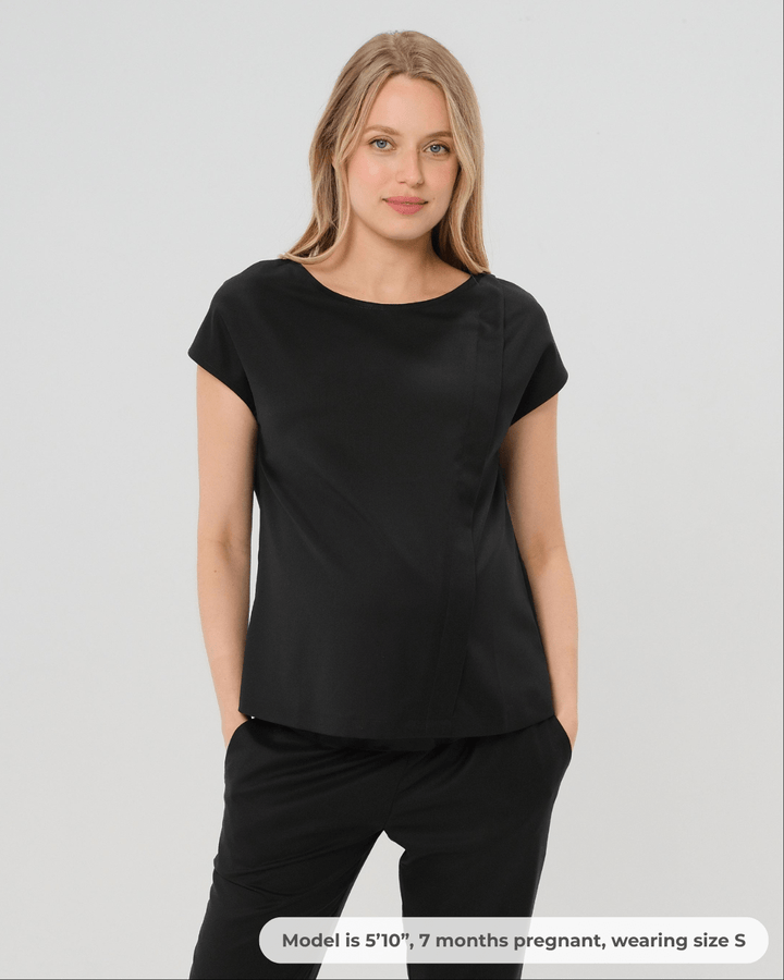 Maternity Shell Top w/ Hidden Nursing Zip in All-Season Wool — gallery