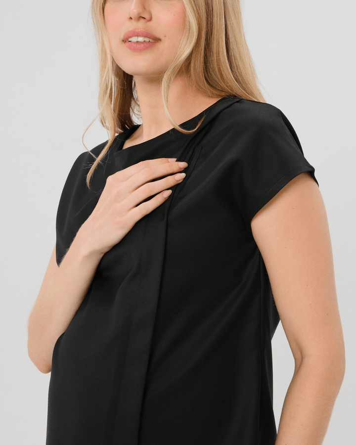 Maternity Shell Top w/ Hidden Nursing Zip in All-Season Wool — gallery