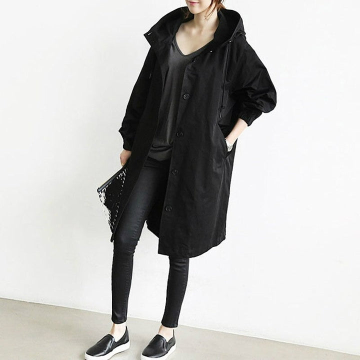Women's Double-Breasted Trench Coat with Waist Belt