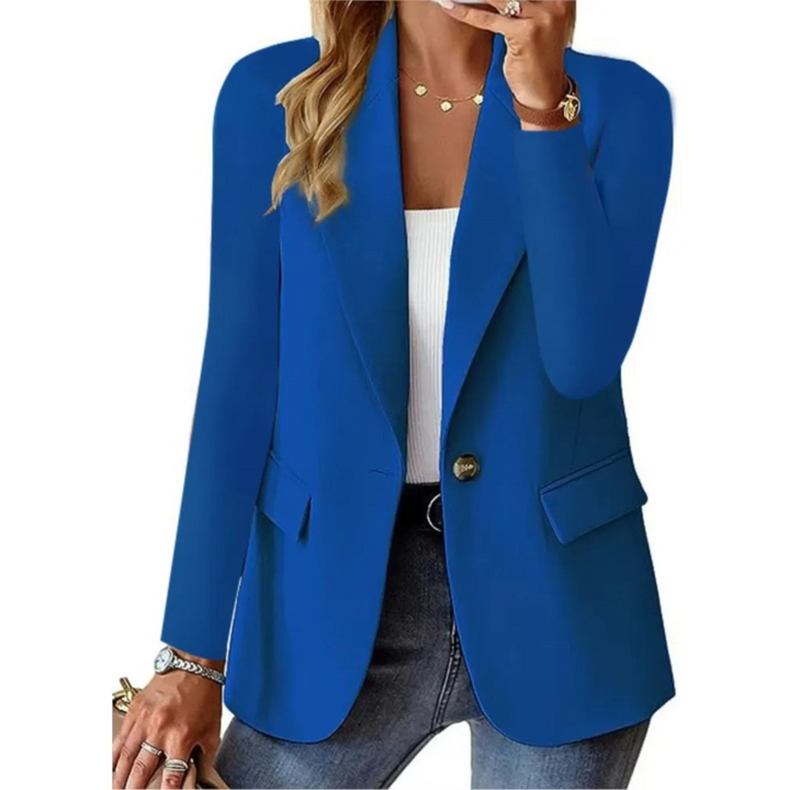 Women's Button-Closure Blazer with Practical Pockets