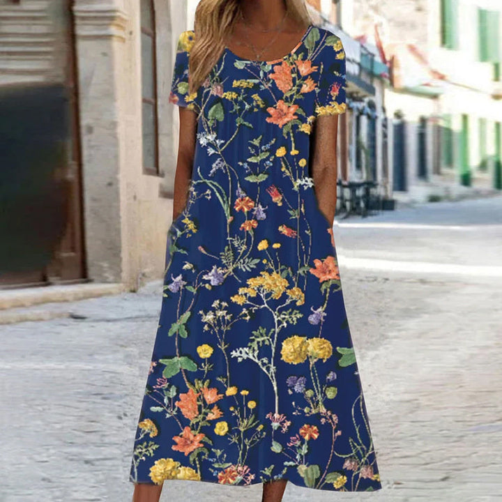 Floral Print A-Line Dress with Tummy Control Panel