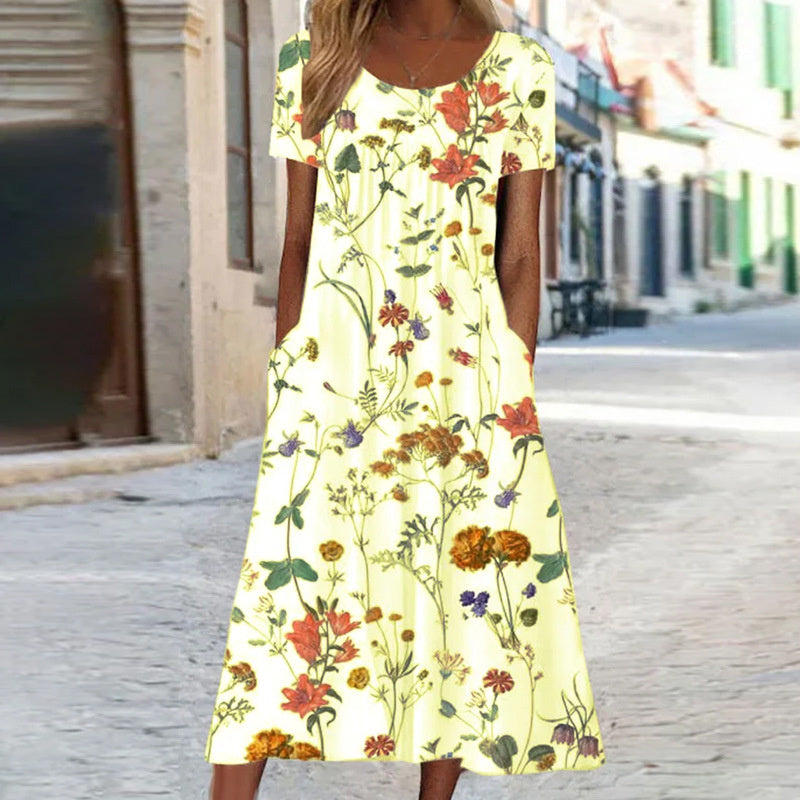 Floral Print A-Line Dress with Tummy Control Panel