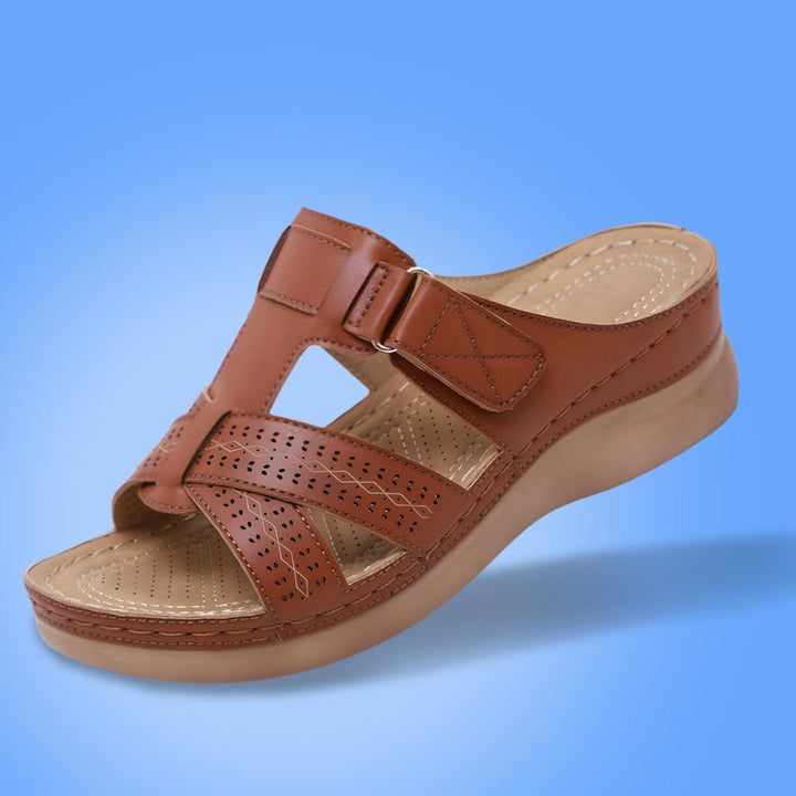 Orthopedic Bunion Corrector Cross-Strap Slippers - Brown