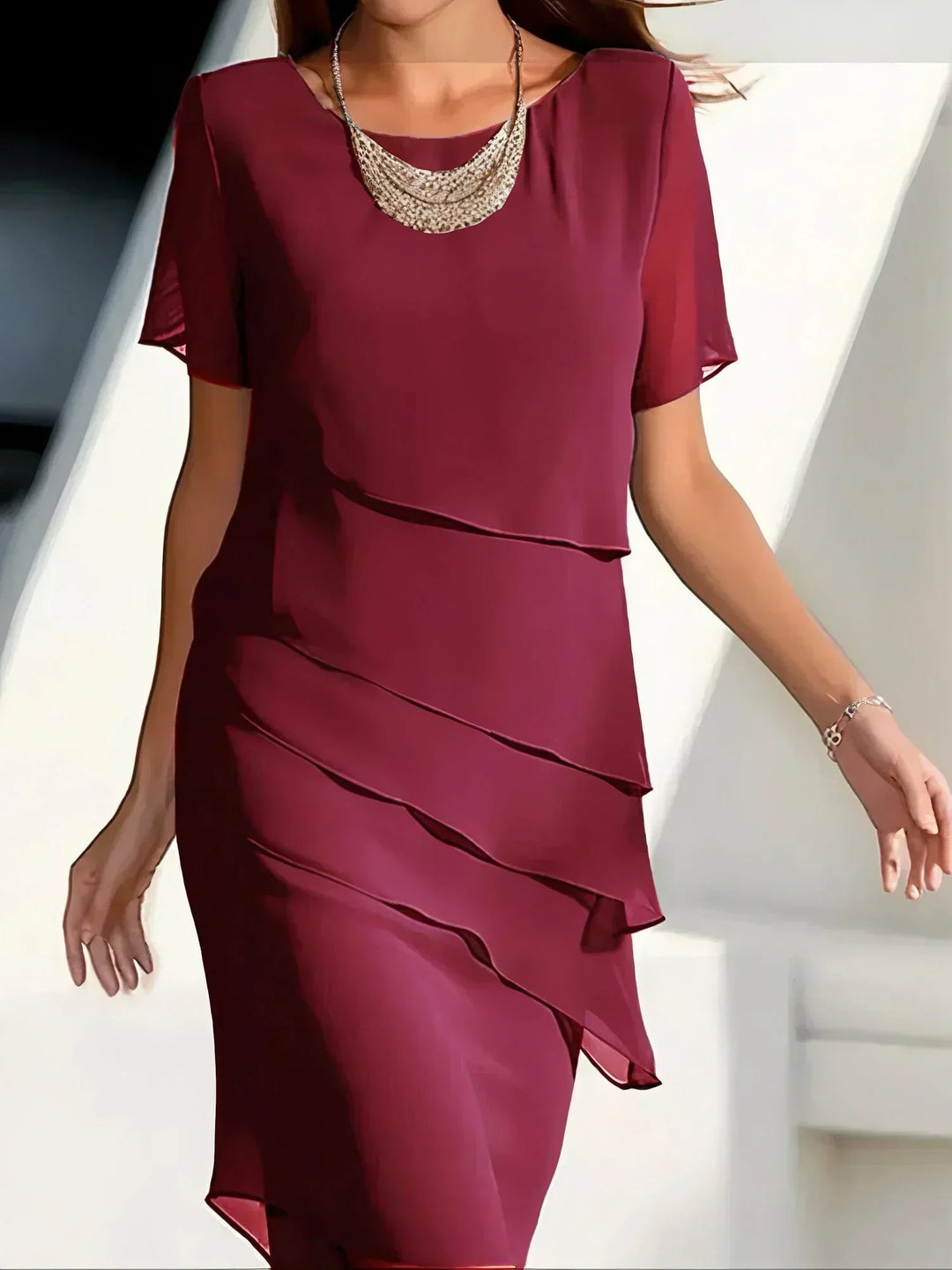Ruffle-Detail Silhouette Dress for Women