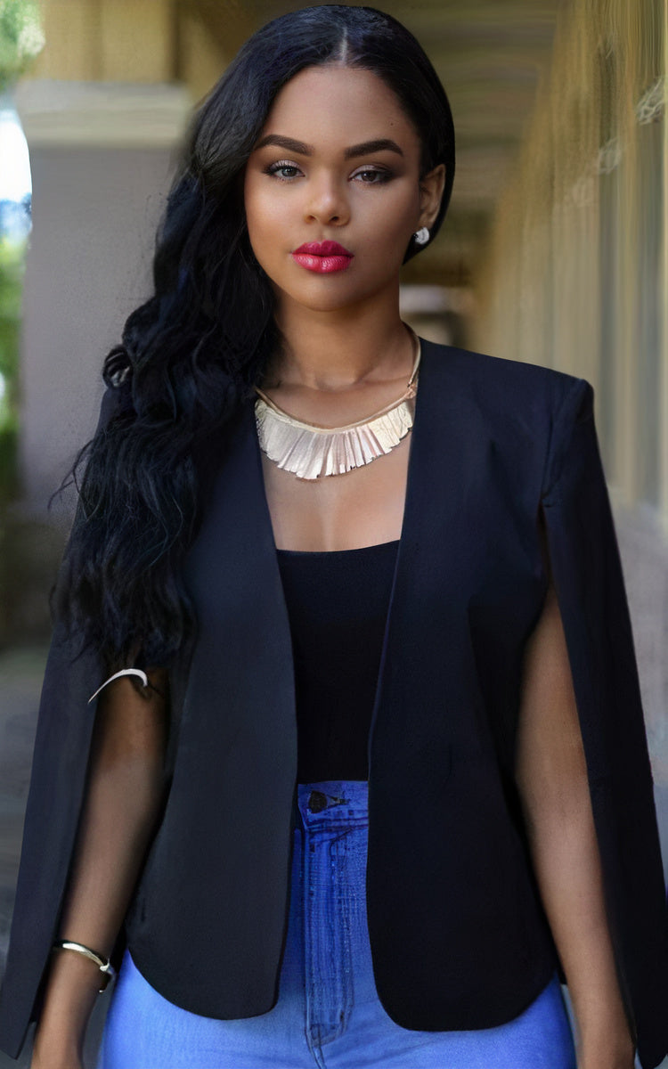Meike Cape Blazer with Structured Shoulders