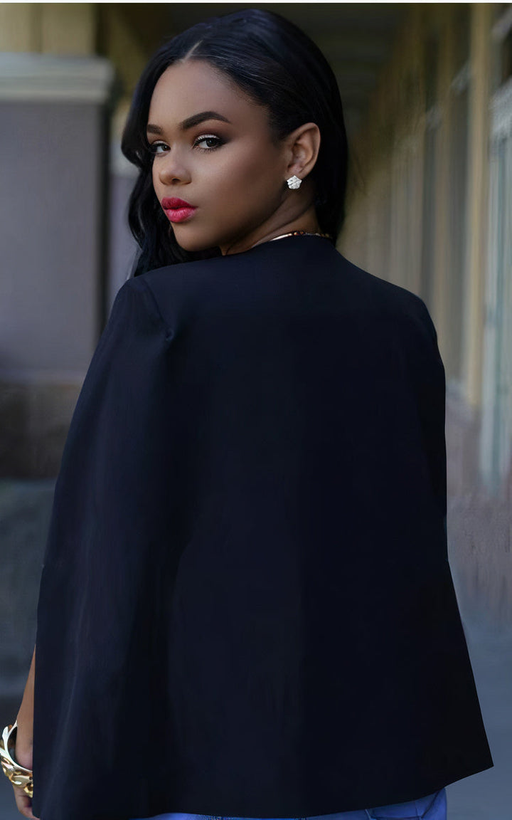 Meike Cape Blazer with Structured Shoulders