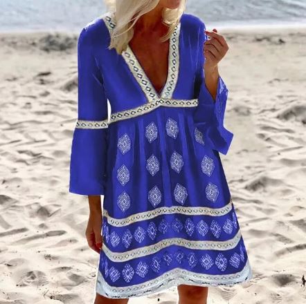 Relaxed Batwing Sleeve Summer Dress in a Lightweight Weave