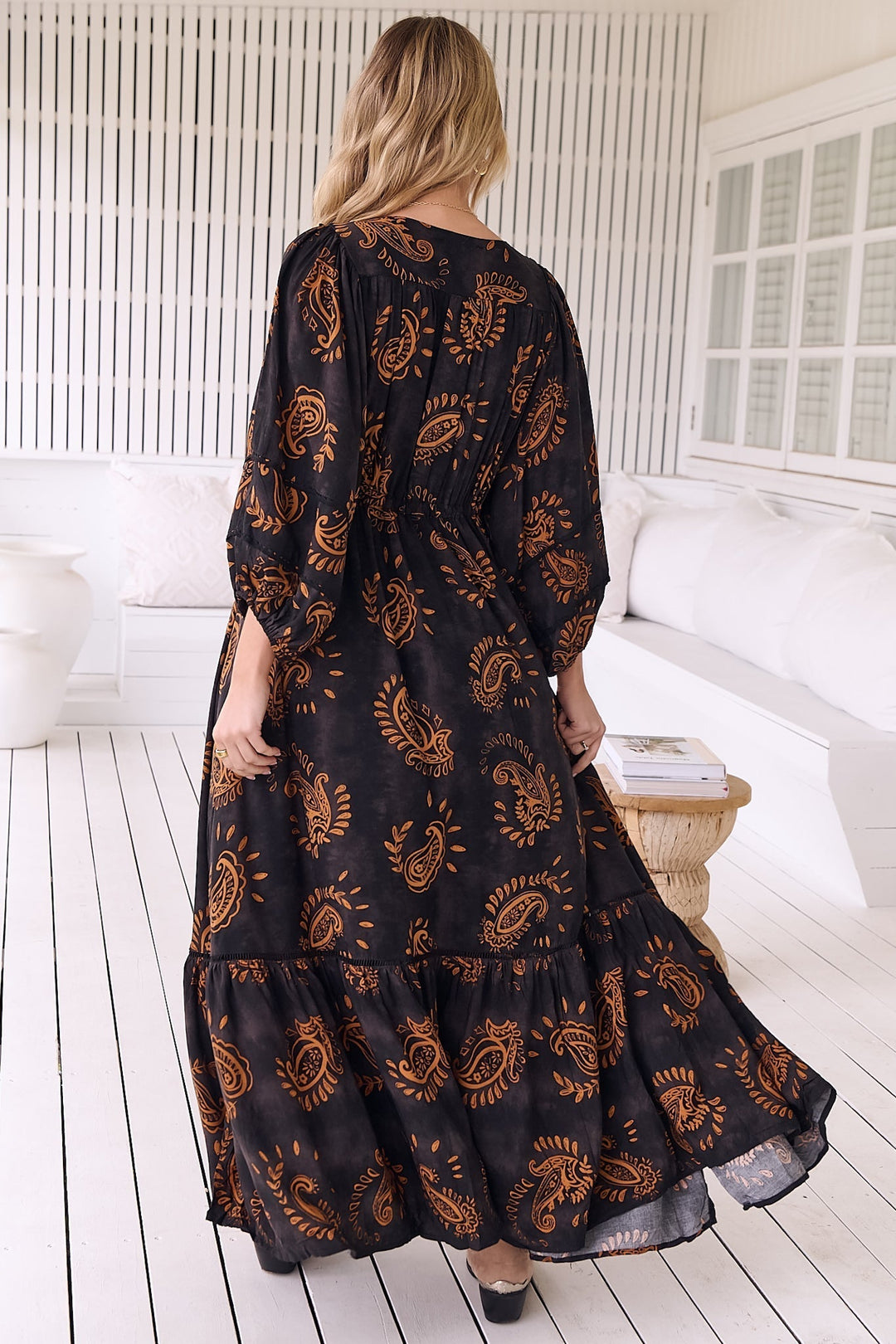 JAASE - Catalonia Maxi Dress: Batwing Sleeve Button Down Smock Dress in... — gallery