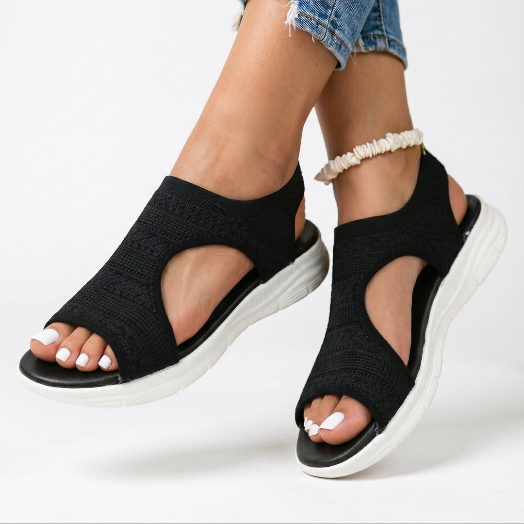 Stylish Black Wedge Sandals for Women - gallery