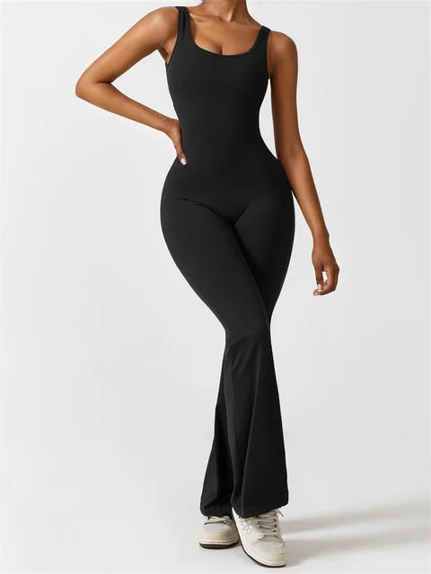 Wide-Leg Sleeveless Jumpsuit with Open Cut-Out Back