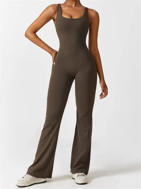 Wide-Leg Sleeveless Jumpsuit with Open Cut-Out Back