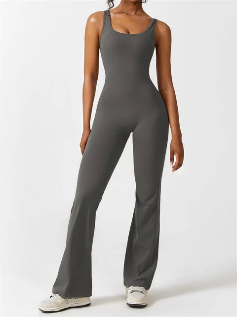 Wide-Leg Sleeveless Jumpsuit with Open Cut-Out Back