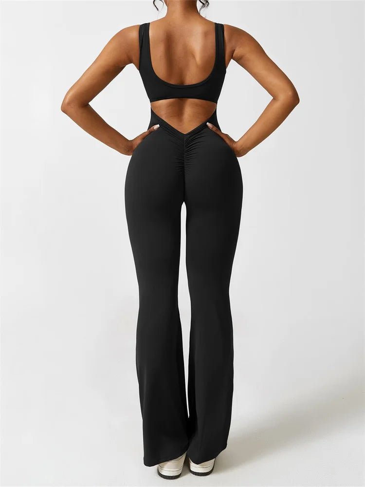 Wide-Leg Sleeveless Jumpsuit with Open Cut-Out Back