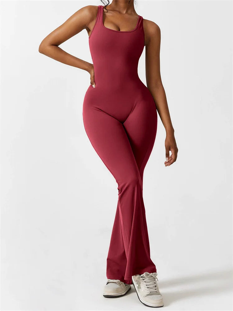 Wide-Leg Sleeveless Jumpsuit with Open Cut-Out Back
