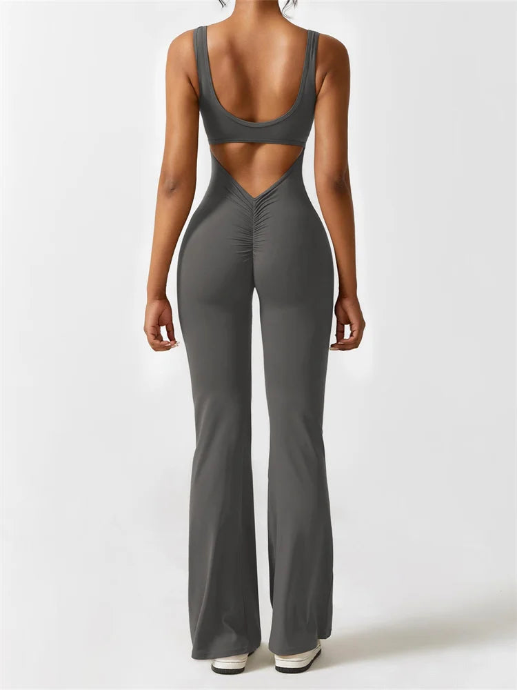 Wide-Leg Sleeveless Jumpsuit with Open Cut-Out Back