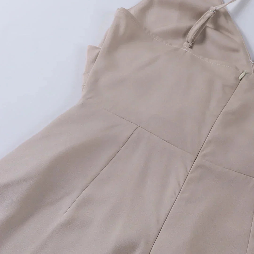 Maxi Dress with Deep V-Neckline and Thigh-High Slit