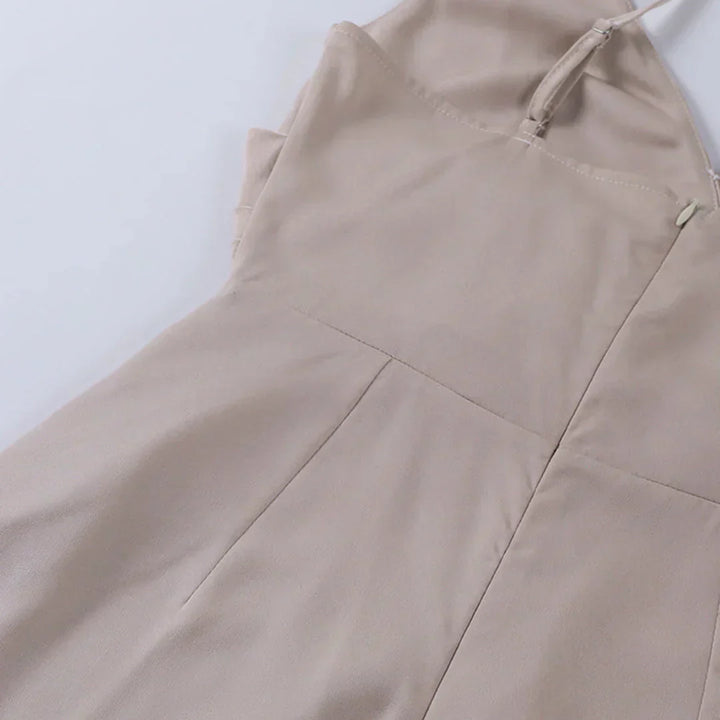 Maxi Dress with Deep V-Neckline and Thigh-High Slit
